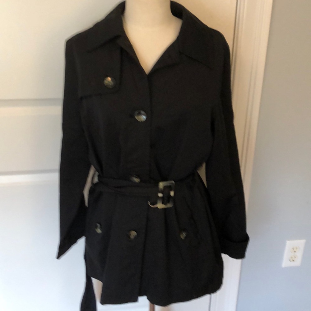 Fuda sport Black rain jacket/trench wrap belt